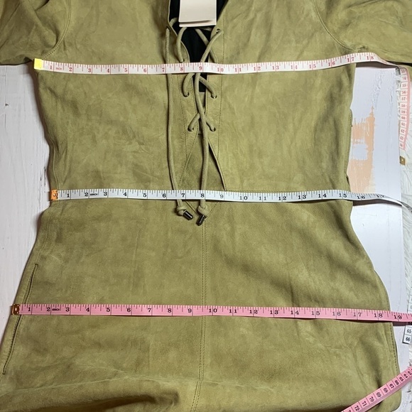 Dorothee Schumacher Velour Softness Leather Maxi Dress Size Small Green - Picture 12 of 14